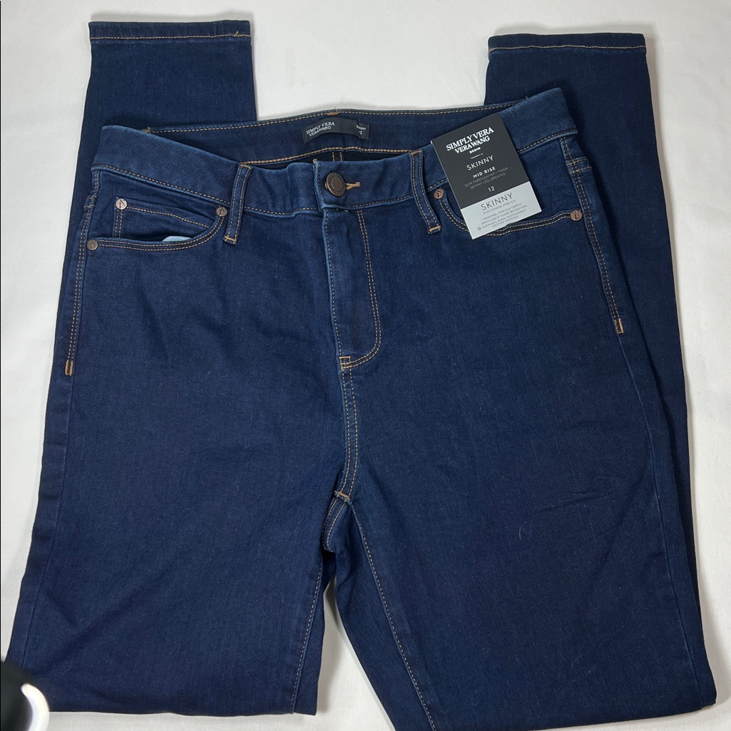 New! Simply Vera Vera Wang Skinny Midrise Dark Wash Jeans Size 12